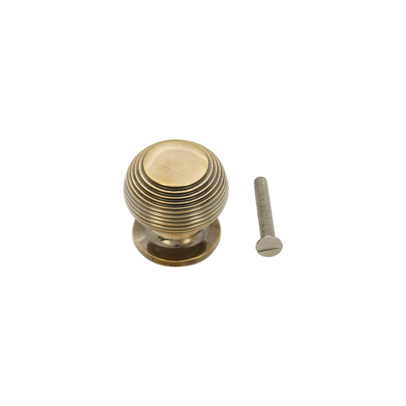 Beehive 30mm Diameter Mushroom Knob, Aged Brass