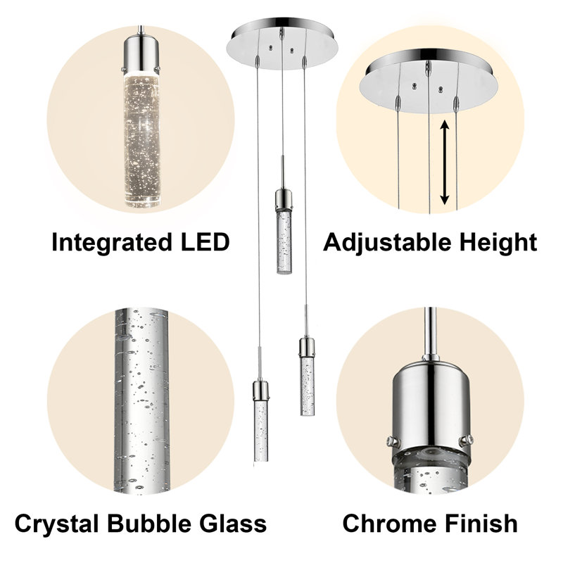 3 - Light Polished Chrome LED Pendant