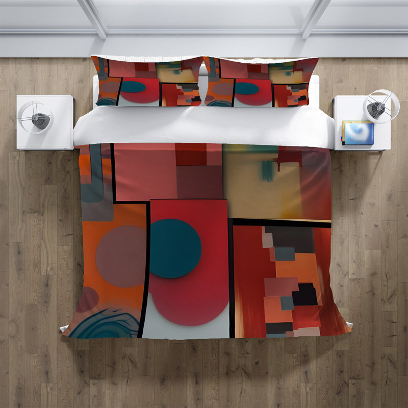 Polyester Abstract Duvet Cover, King Duvet Cover + 2 King Shams