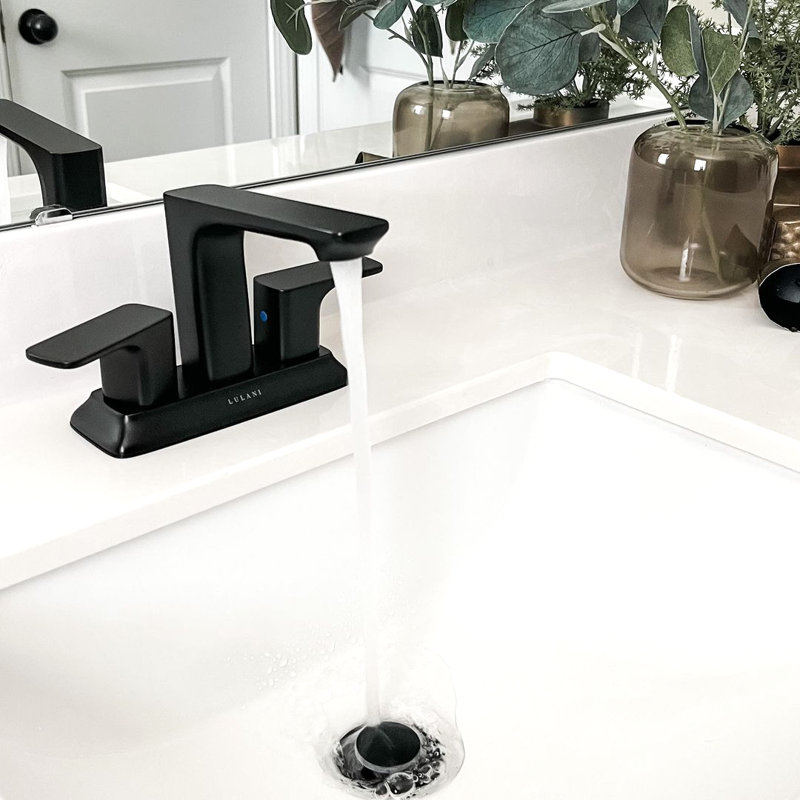 Robinet de salle de bain central avec drain Lulani Corsica, Noir mat