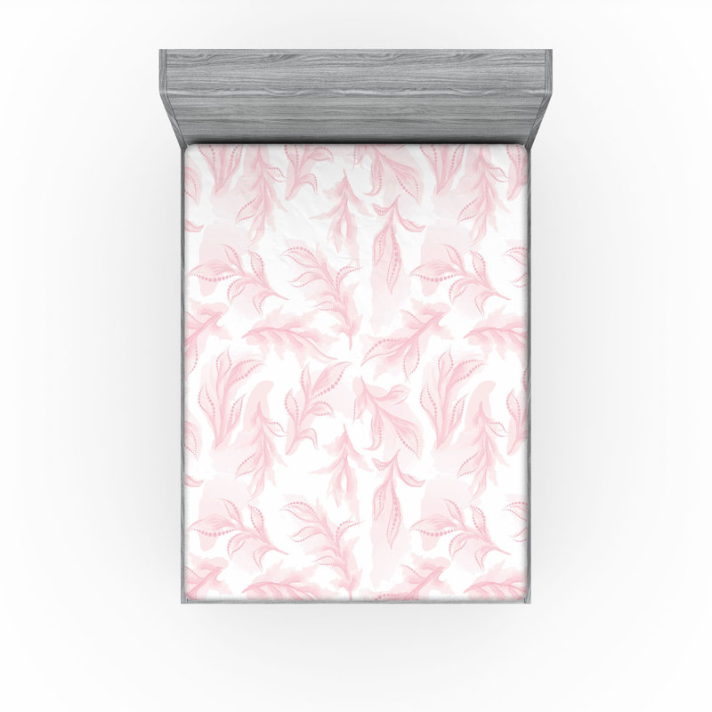 Drap-housse Ambesonne, Rose pâle, rosé, blanc / floral, Drap-housse grand