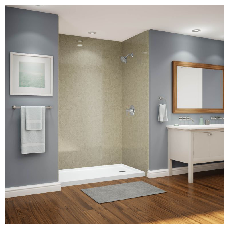 Smooth Sandstone Acrylic Large Shower Walls, 96" H x 60" W x 36" D