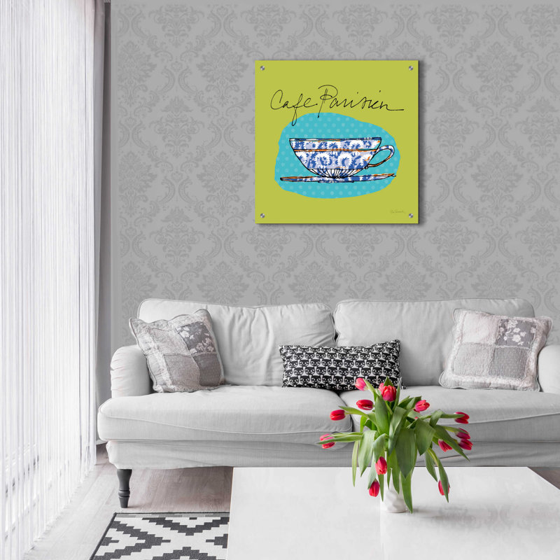 «Colorful Coffee Cafe Parisien No Border» par Sue Schlabach, H 24 po x l 24 po x P 0,2 po