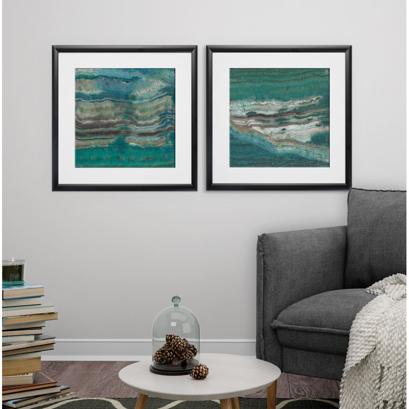 'Azure' 2 Piece Framed Print Set, Black Framed