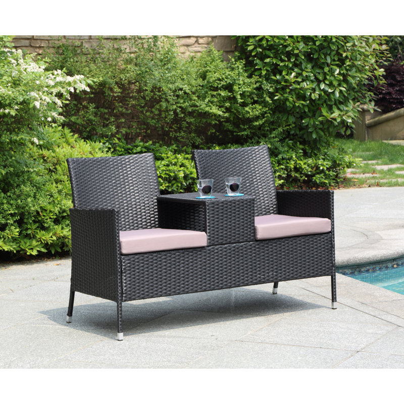 Banc tête-à-tête en acier et résine Spradley, Noir