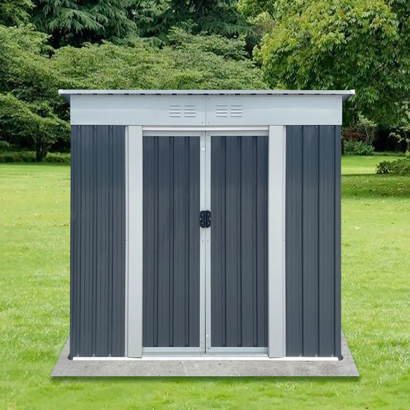 Outdoor Storage Sheds Pent Roof, Gray, 72.37" H x 74.82" W x 45.75" D