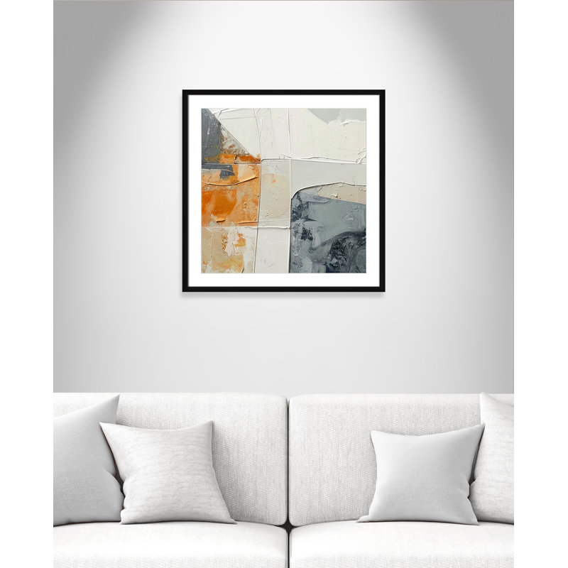 «Plastered II» par Alonza Saunders, L 27,5 po x H 27,5 po, Matted Print, Noir satiné