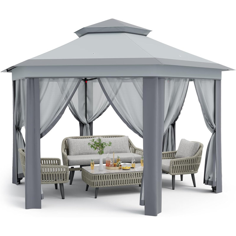Tente de pavillon escamotable 13x13, Gris