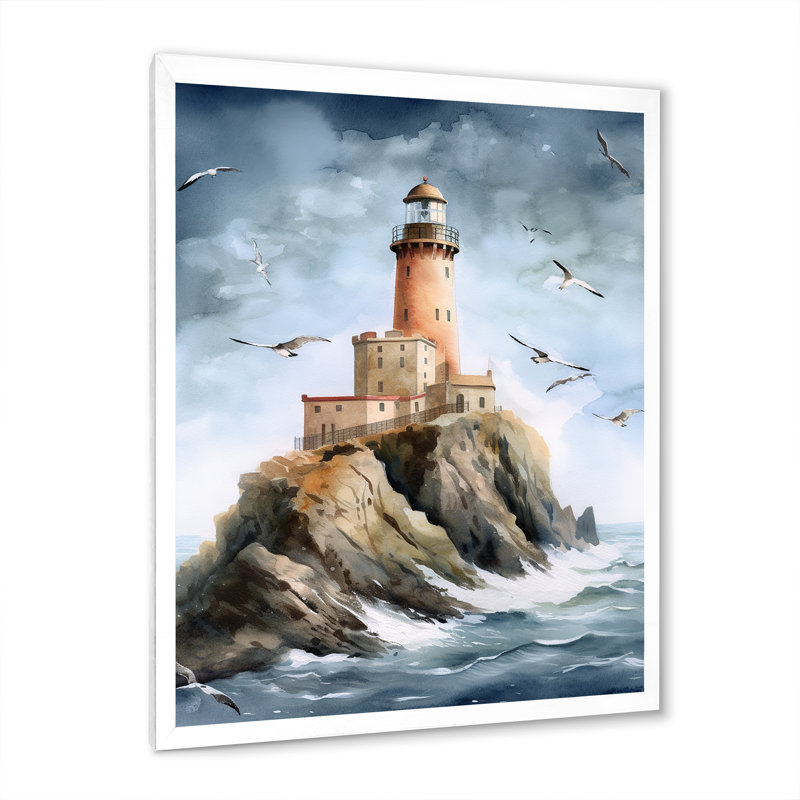 Amedee Ocean Watchtower III - Imprimé, H 20 po x l 12 po x P 1 po, Cadre simple blanc