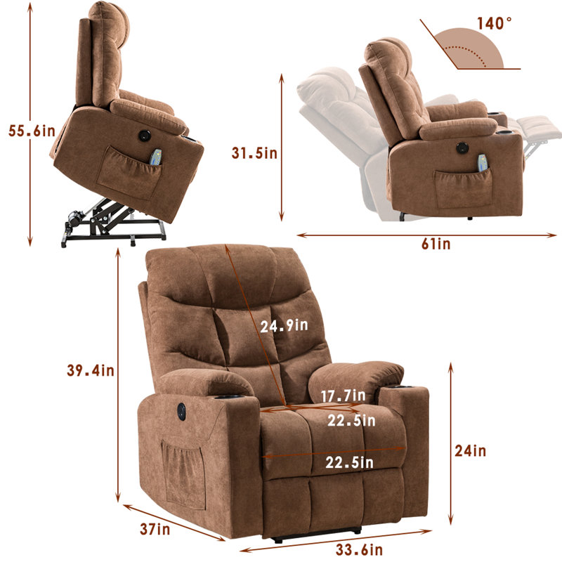 Fauteuil de massage inclinable électrique en similicuir