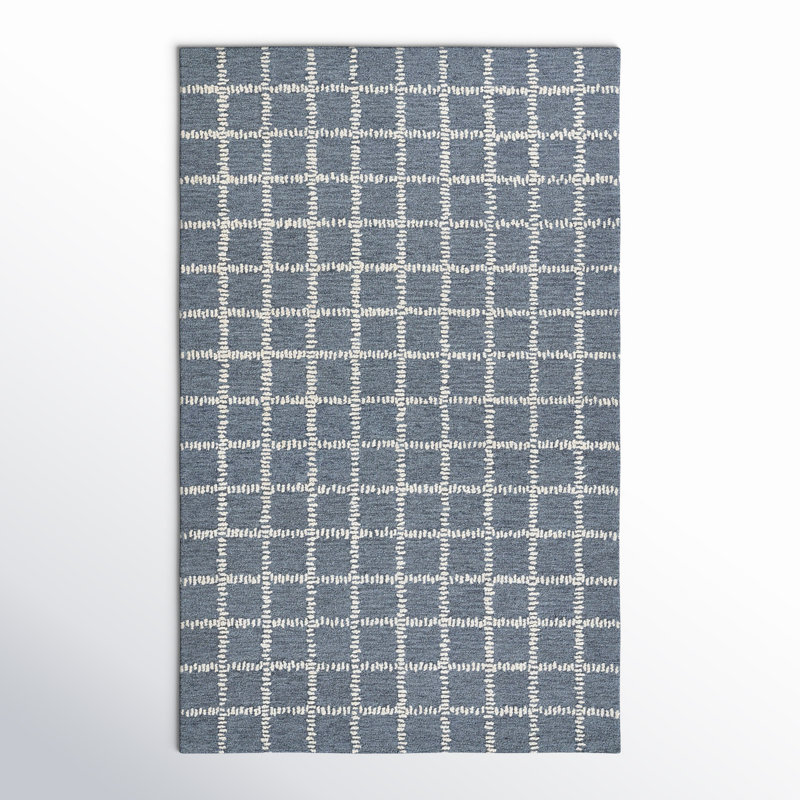Lanora Hand Tufted Blue Wool Geometric Rug 8' x 10'