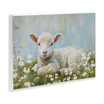 Lamb Resting in Meadow Wall Plaque Art by Petal Prints Design