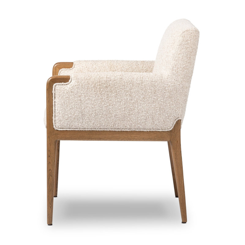 Ledger Upholstered Arm Chair, Cream Polyester Blend
