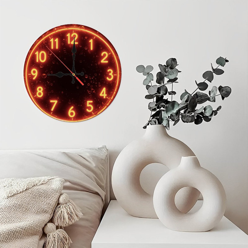 Horloge néon avec chiffres et bulles