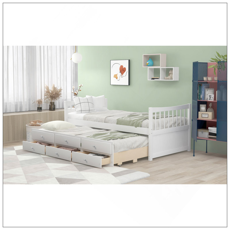 Lit de jour avec couchette et tiroirs, taille simple