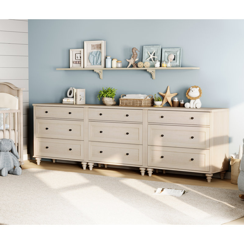 Commode 9 tiroirs Corretta, Beige clair
