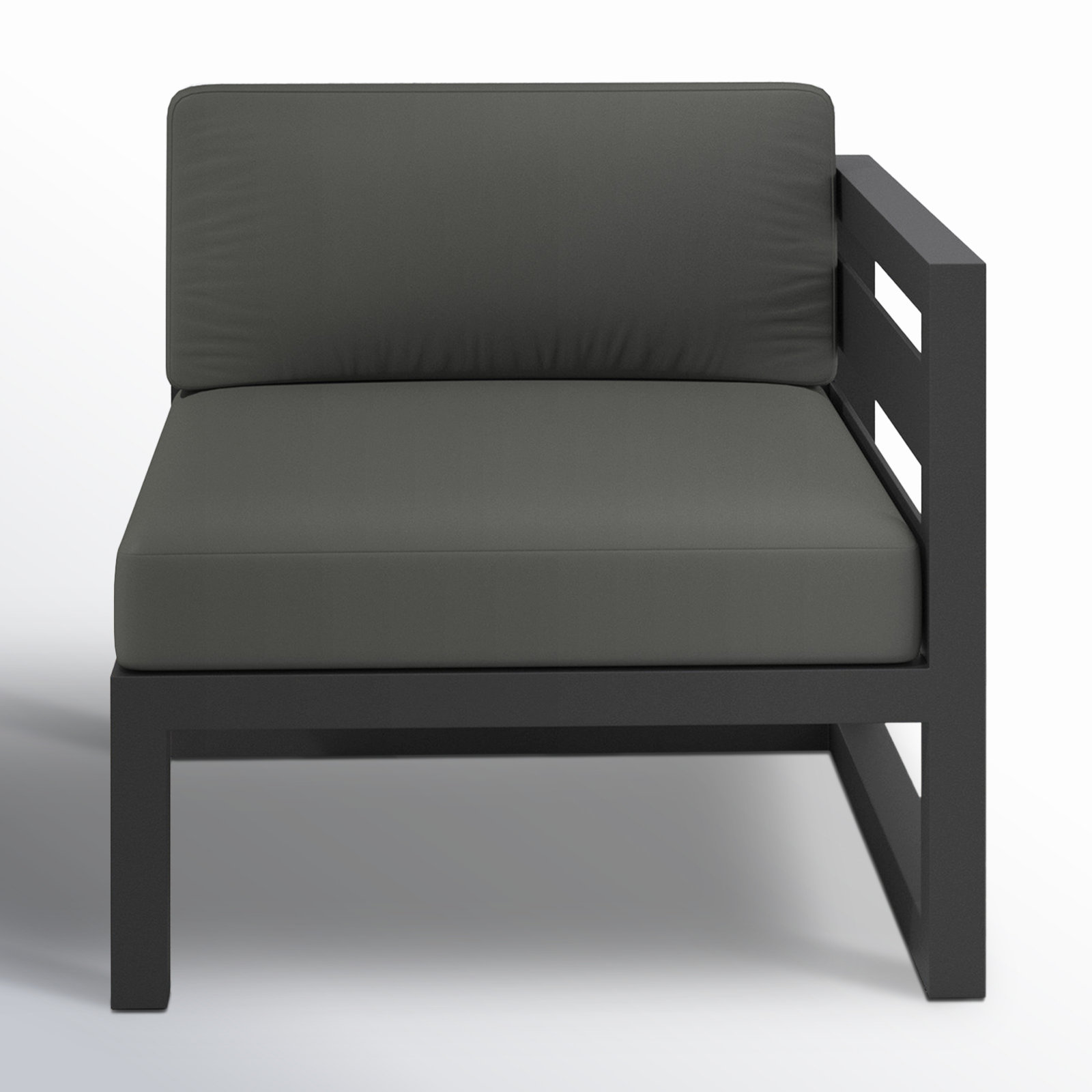 Smith Outdoor One Arm Lounge Chair with Sunbrella Cushions, Canvas Charcoal, Slate