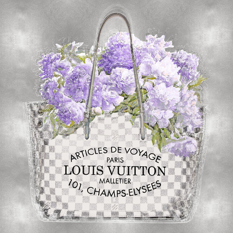 Lavender Bouquet On Silver by Madeline Blake - Wrapped Canvas Print, 30cm H x 30cm W
