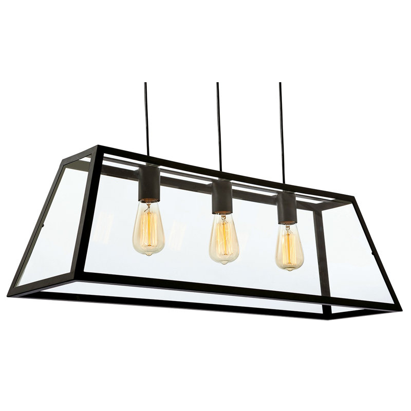 Kew 3 - Light Clear / Black Kitchen Island Pendant