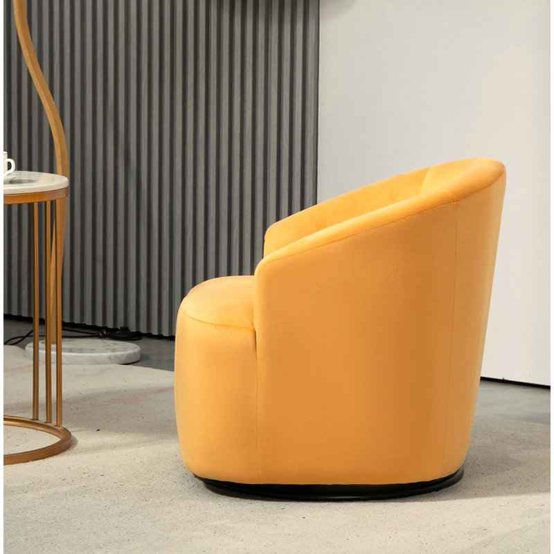 Fauteuil pivotant à 360 degrés Barrel Design, Velours moutarde
