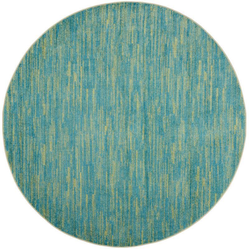 Nourison Essentials Blue/Green Indoor/Outdoor Area Rug, Round 6'