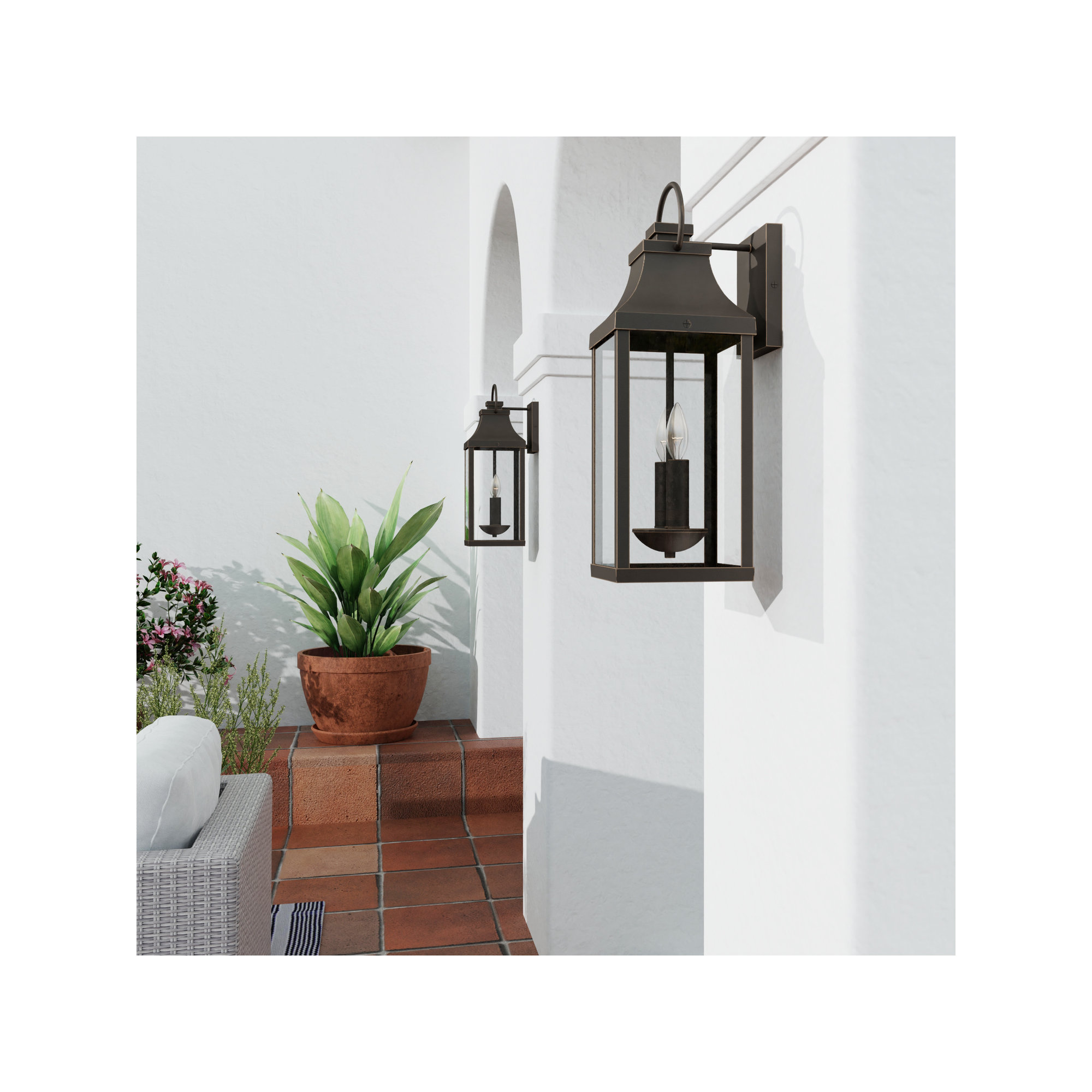 Caden 2 Light Outdoor Wall Light, Oiled Bronze