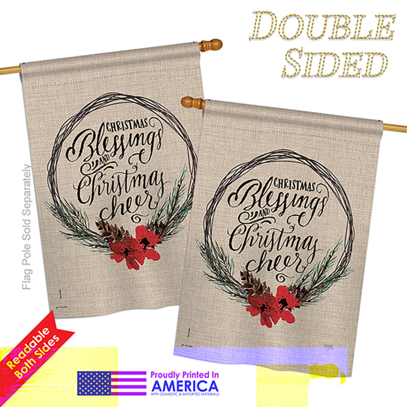 Drapeau de maison en polyester Charents Christmas Blessings, 40 po x 28 po
