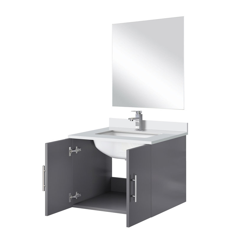 Meuble-lavabo simple gris foncé avec comptoir en marbre, robinet et robinet de 18 po Miroir - Teinture à gratter pour une utilisation durable, comptoir de 22 h, résistance à long terme