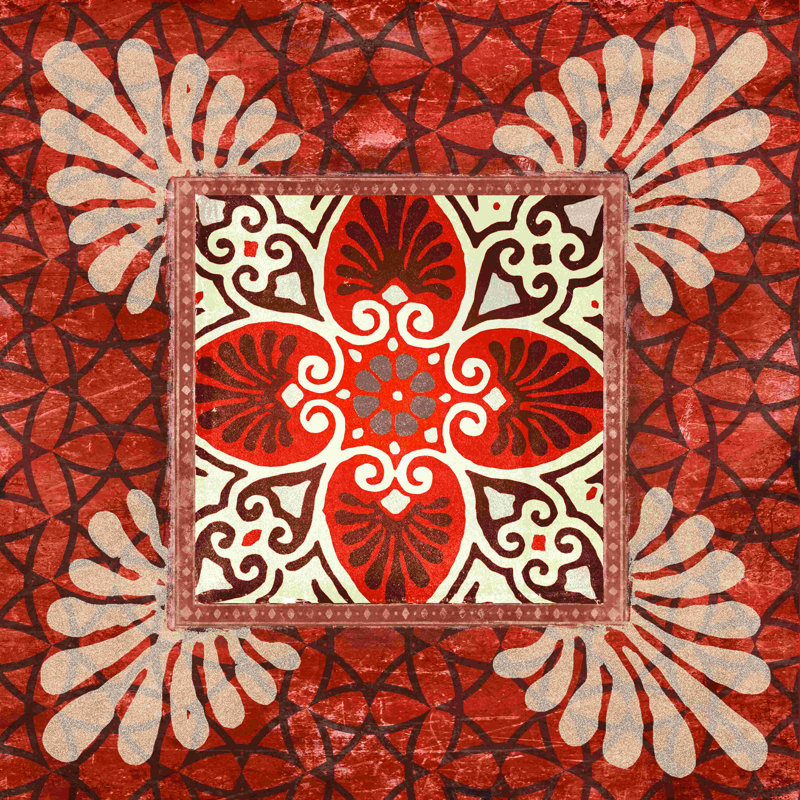 «Red and Brown Medallion», impression sur toile tendue, H 12 po x l 12 po