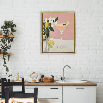 Pink Cocktail with Lemons Floating Frame, design by Riley B