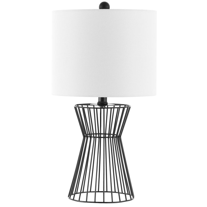 Rayna 19.5 Inch Black Iron Table Lamp with White Drum Shade