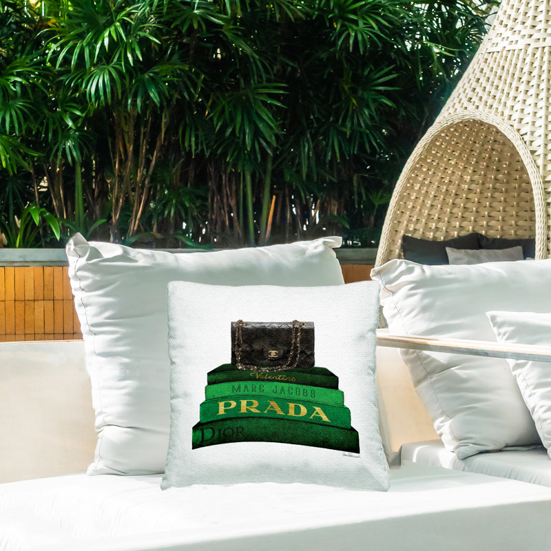 Coussin d'extérieur imprimé vert Green Fashion Designer