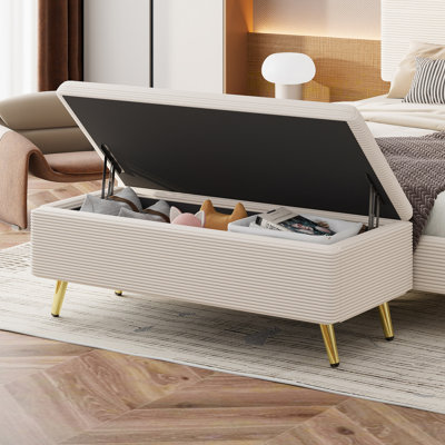 Repose-pieds moderne en velours côtelé avec pieds en métal