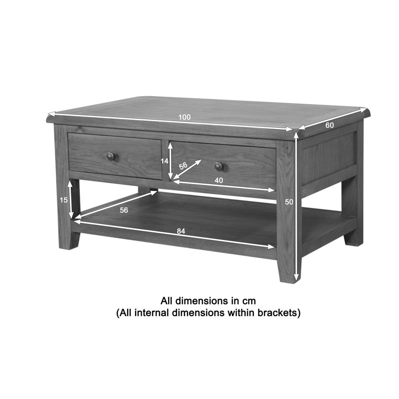 Rothbury Solid Wood Four Leg Coffee Table with Storage