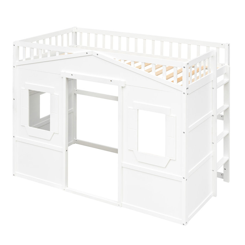 Lit mezzanine simple en bois massif avec cadre blanc pour un meilleur soutien, Lit simple, White