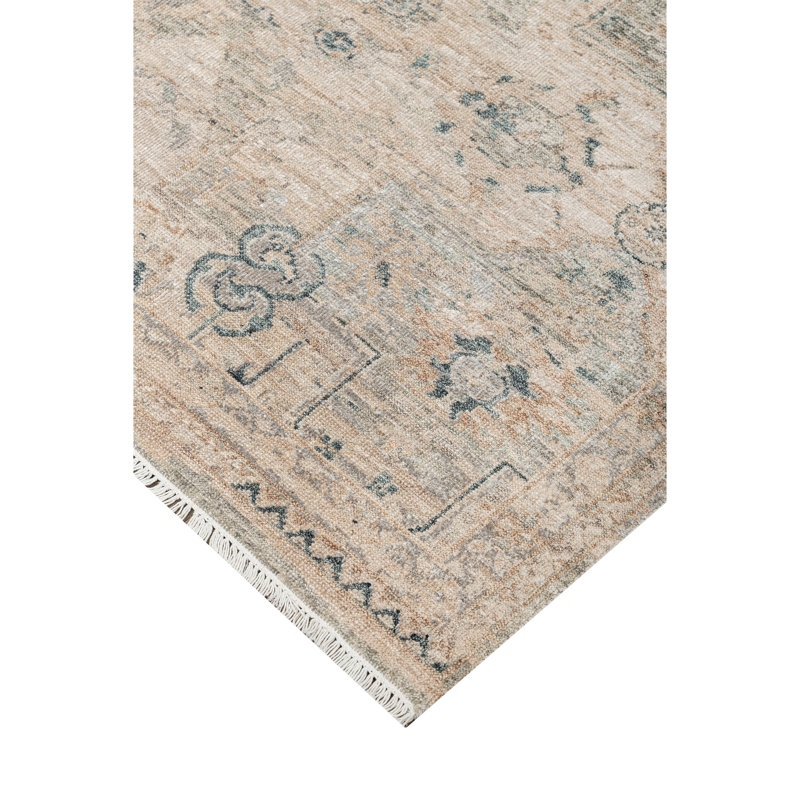 Tapis sable et vert noué à la main de haute qualité, Rectangle 8' x 10'