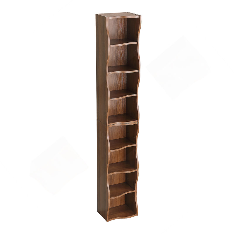 8-Layer Adjustable Shelf Thin Bookshelf With A Wavy Border Design, Which Is More Aesthetically Pleasing, Is Suitable For High And Narrow, Display And Multi-Functional Bookshelves In Home Offices