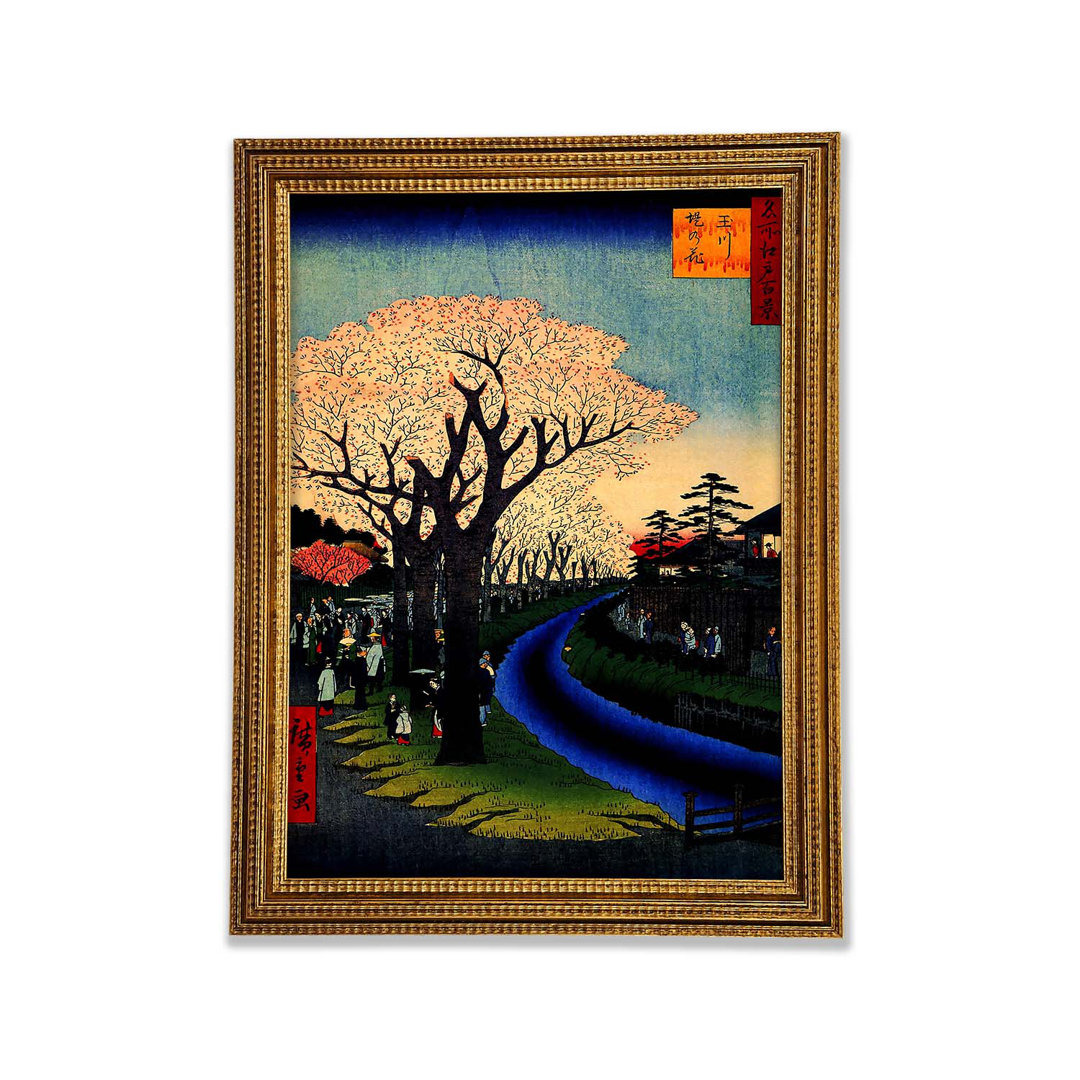 Hiroshige Blüten am Fluss Tama - Einzelne Bilderrahmen Kunstdrucke