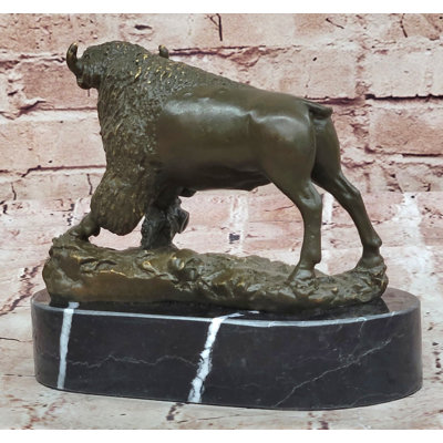 Western Bronze American Buffalo Bison Sculpture – Rustic Wildlife Decor