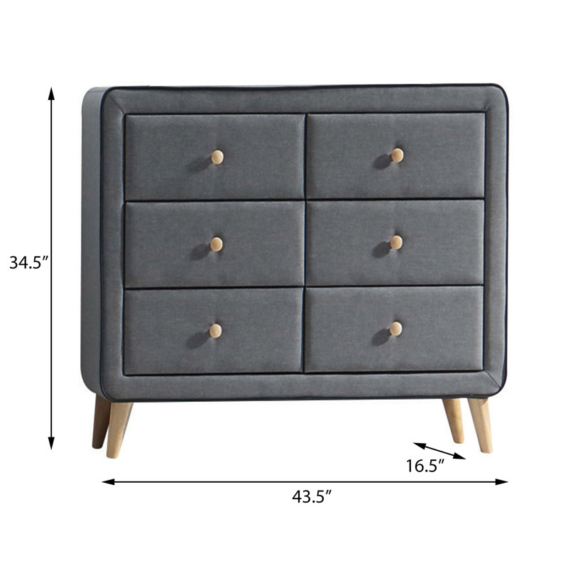 Commode double rembourrée à 6 tiroirs