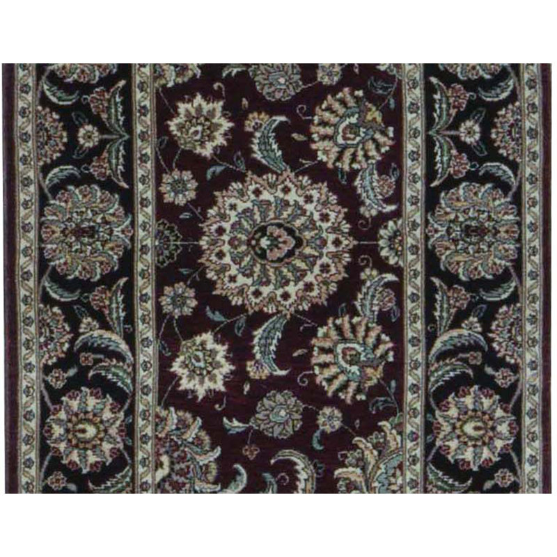Wool Oriental Area Rug in Black/Burgundy/Green