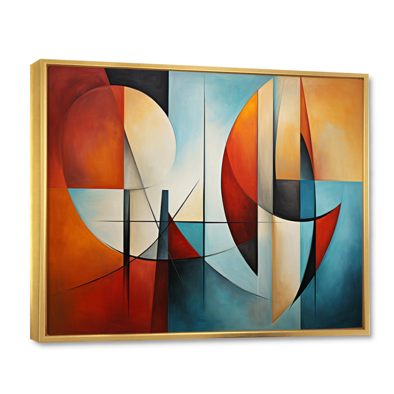 Cubism Geometric Portrait III - Cubism Canvas Art Print, H 34 po x l 44 po x P 1,5 po, Cadre flottant doré