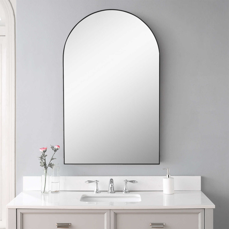 Arch Metal Wall Mirror, Black