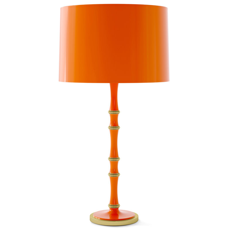Kane Metal Table Lamp, Pumpkin Glazed, Pumpkin/Orange, Modern Brass