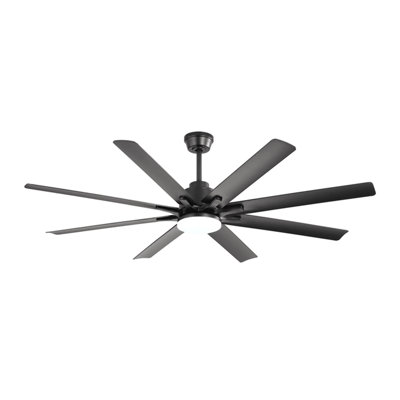 66 Inch Modern Ceiling Fan With Dimmable Led Light 8 Abs Blades Smart Remote Control Reversible Dc Motor Black For Home Office