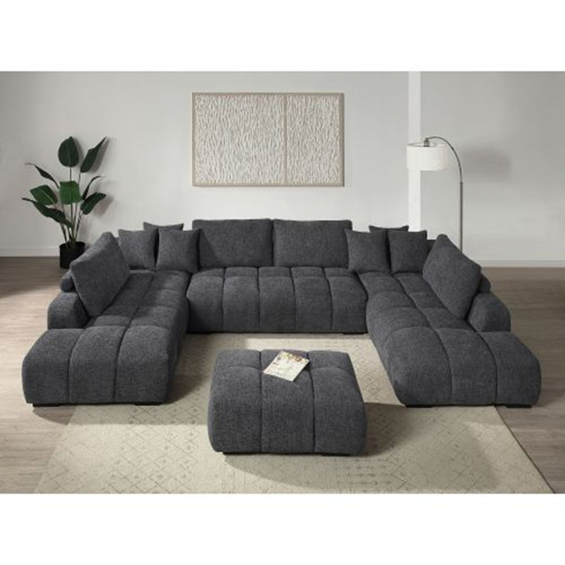 Chosen Gray Chenille Ottoman