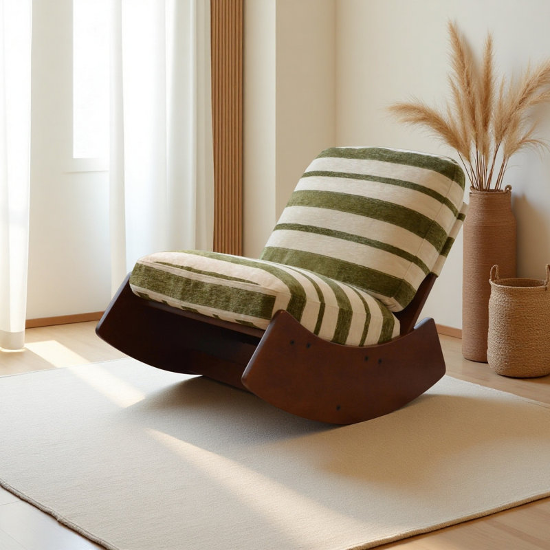 Chaise berçante confortable, fauteuil oscillant rembourré de haute qualité, structure en bois massif, parfaite pour les réglages multiples de la chaise de lecture pour la chambre à coucher et le salon