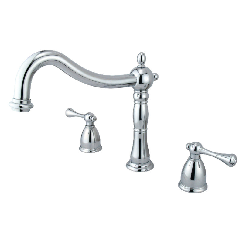 Robinet de baignoire romaine à fixation sur plateau à poignées doubles Heritage, Chrome poli