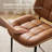 Mid Century Modern Dining Chairs with Walnut Grain Back, Brown Faux Leather Dining Room Chairs Set of 4, Checkered Soft Cushion Kitchen Chairs with Adjustable Foot Pads-1903881341-1904201413