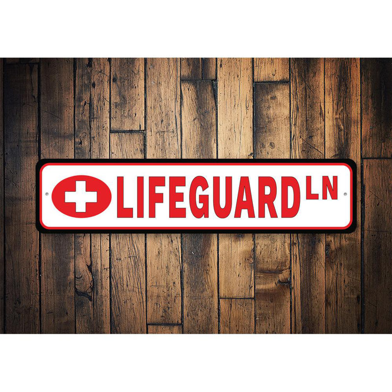 Plaque en aluminium Lifeguard Street, H 4 po x l 18 po x P 0,04 po